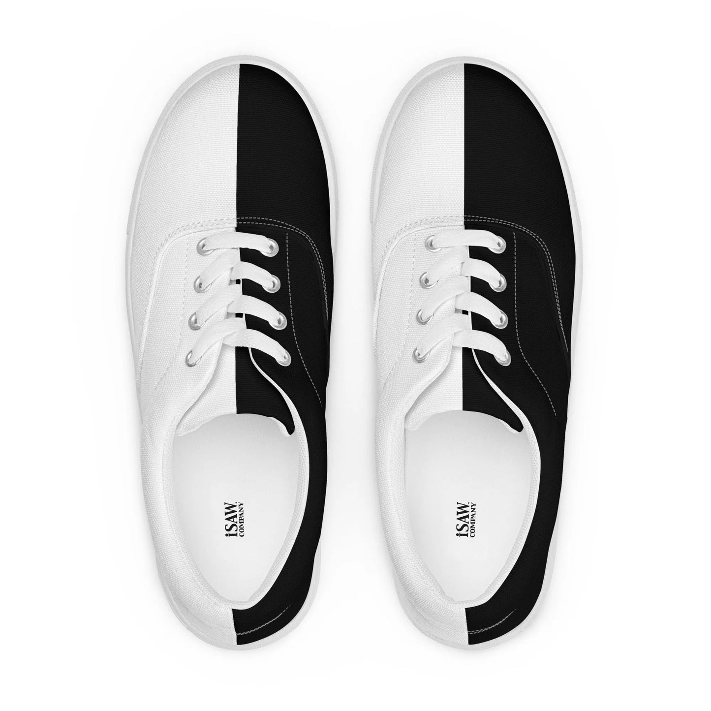 Half Black Half White - Mens Lace-Up Canvas Shoes - iSAW Company