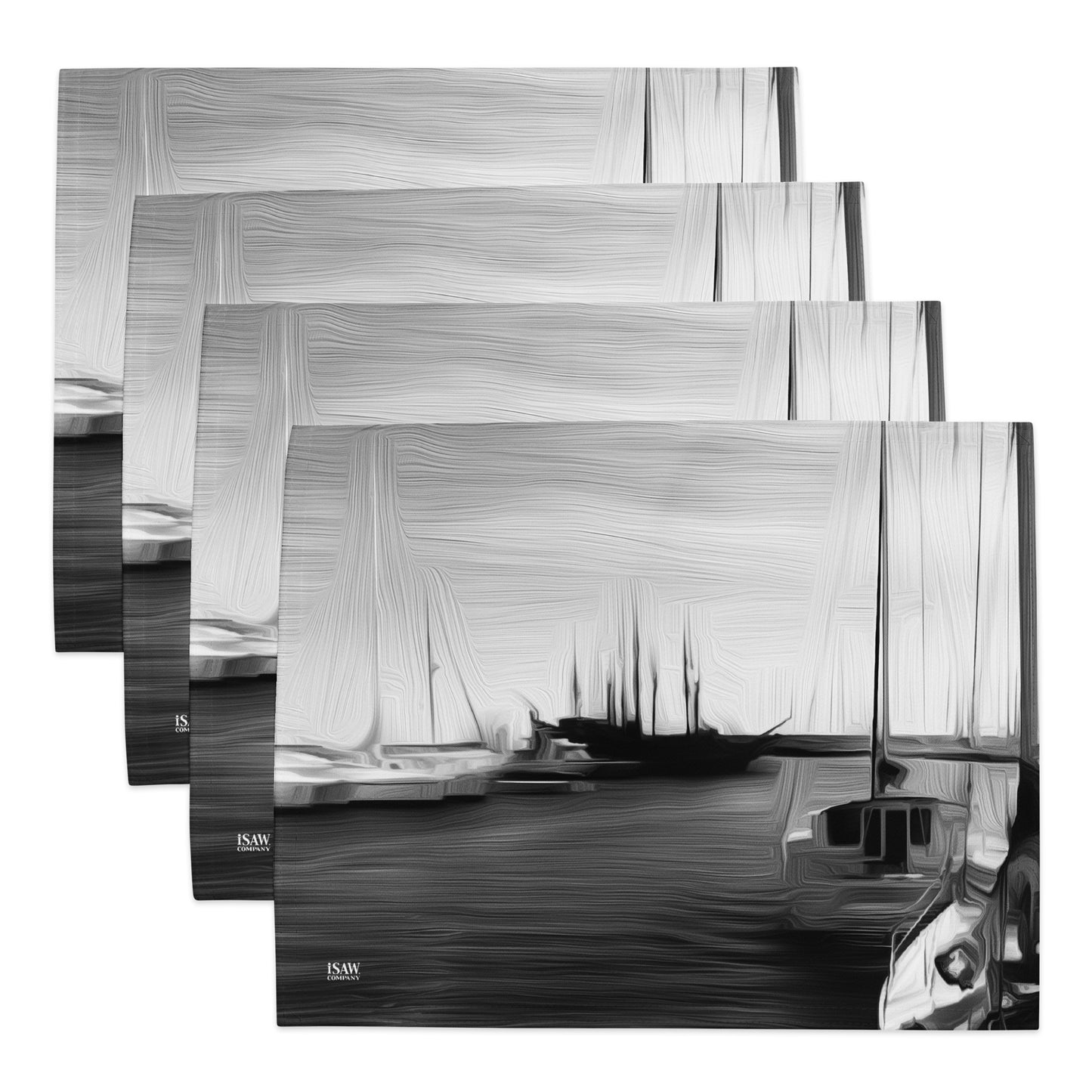 The Sleeping Yachts (at Night) - Placemat Set - iSAW Company