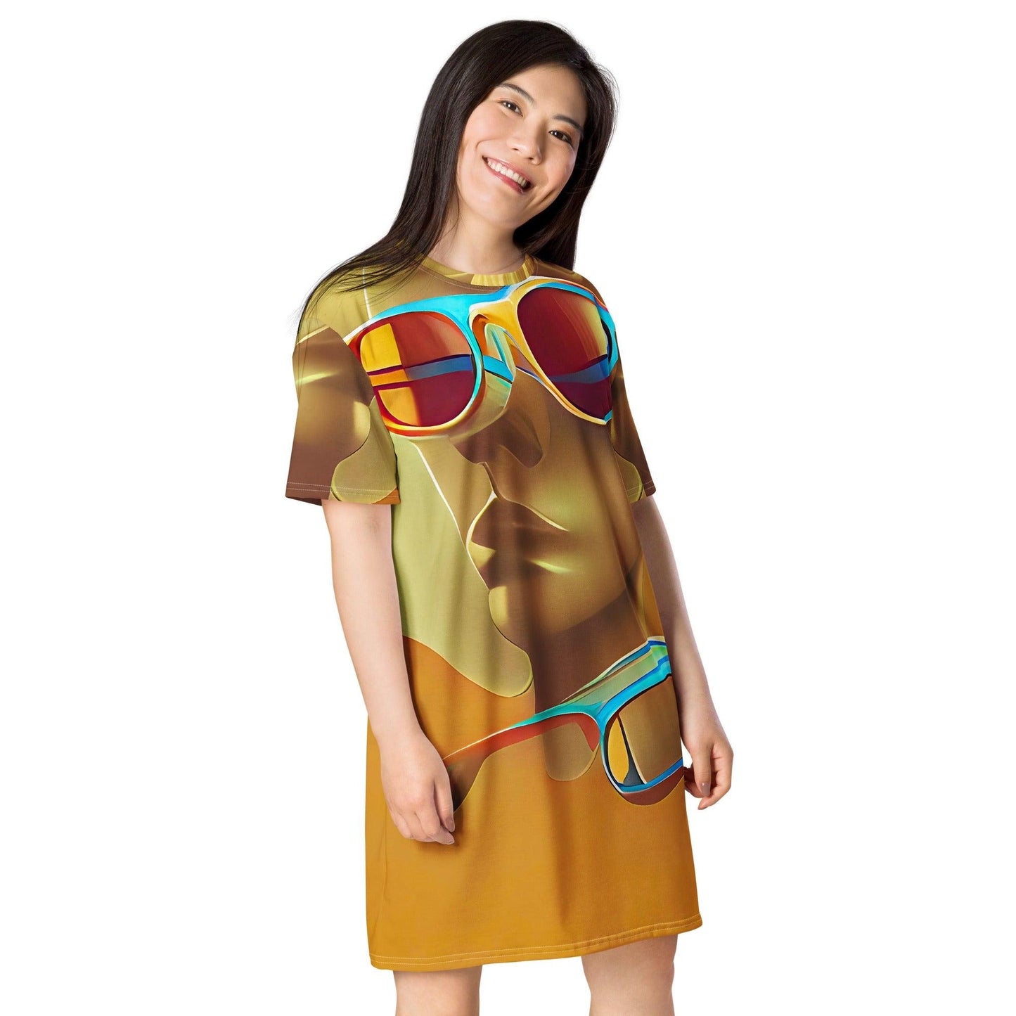 Retro Cool Orange - Womens T-Shirt Dress - iSAW Company