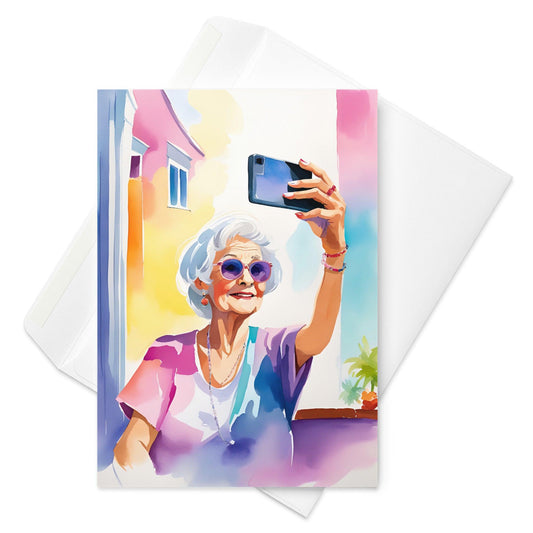 Selfies And The Senior Citizens V1 - Note Card - iSAW Company