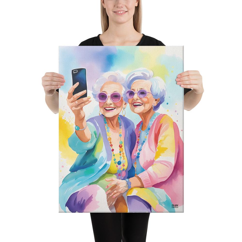 Selfies And The Senior Citizens V2 - Canvas Print - iSAW Company