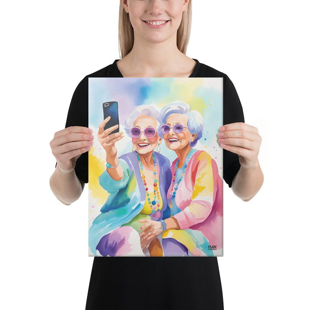 Selfies And The Senior Citizens V2 - Canvas Print - iSAW Company