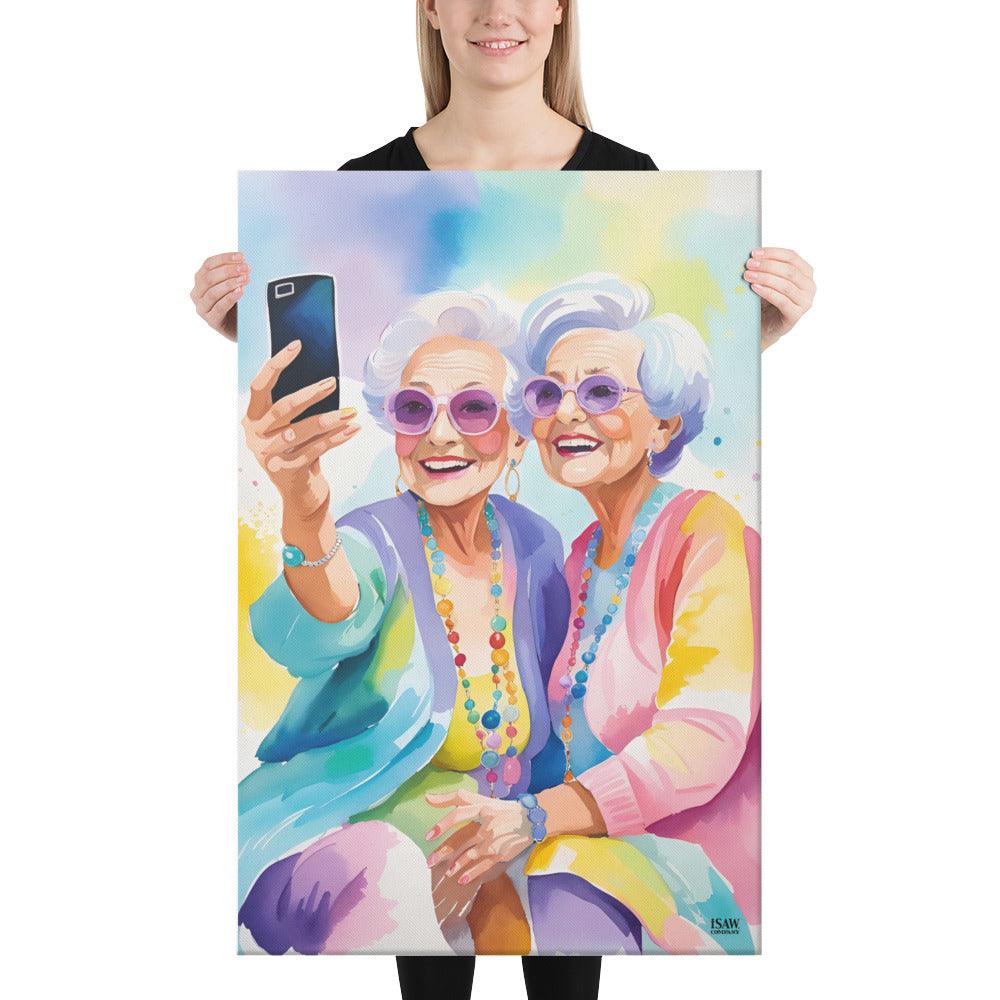 Selfies And The Senior Citizens V2 - Canvas Print - iSAW Company