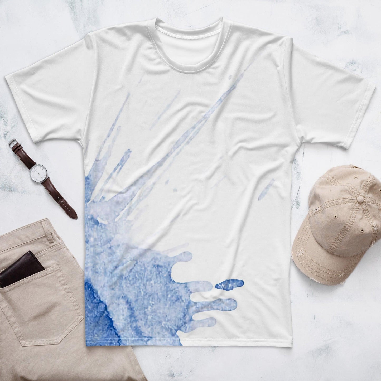 Watercolour Blue Splash - Mens T-Shirt - iSAW Company