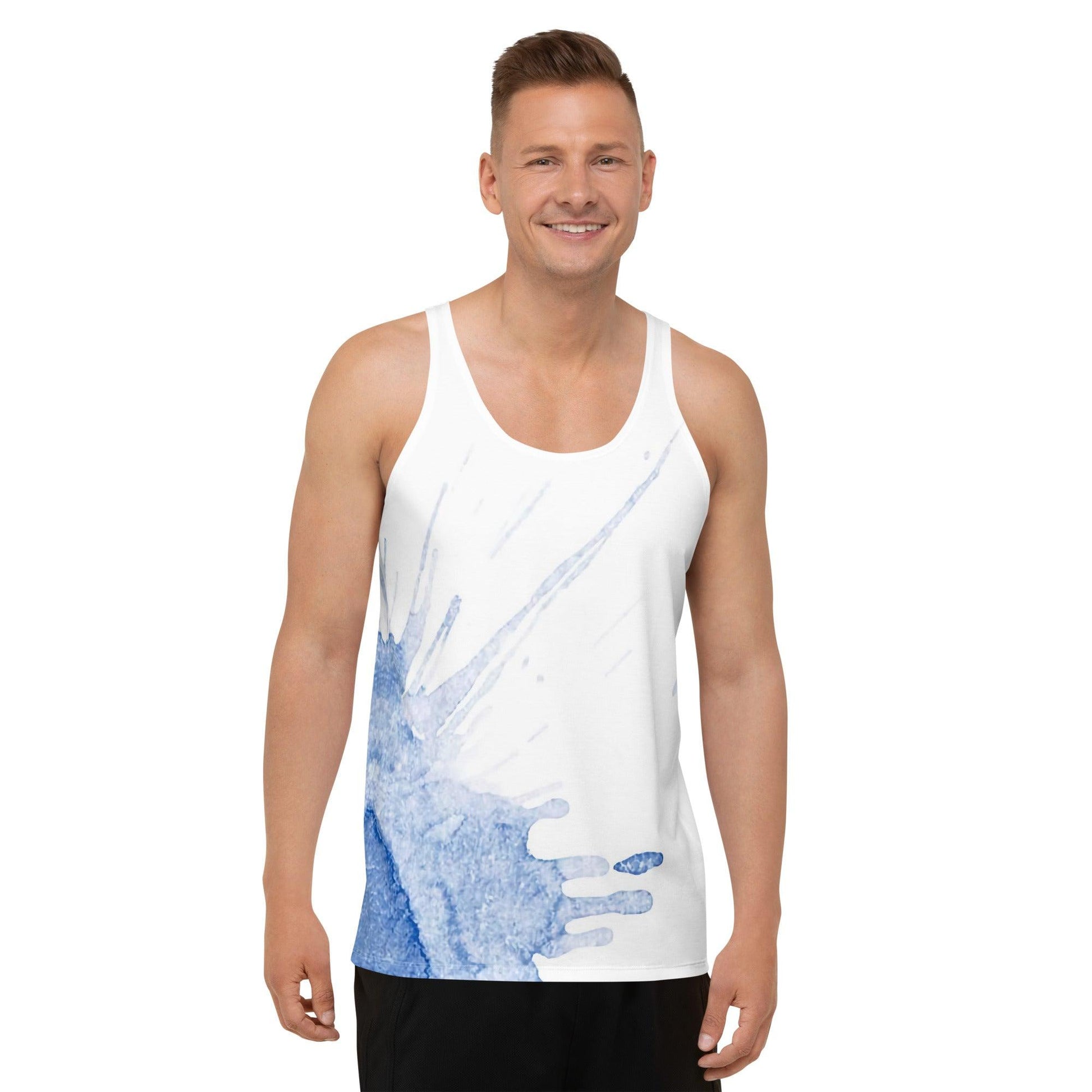 Watercolour Blue Splash - Mens Tank Top - iSAW Company