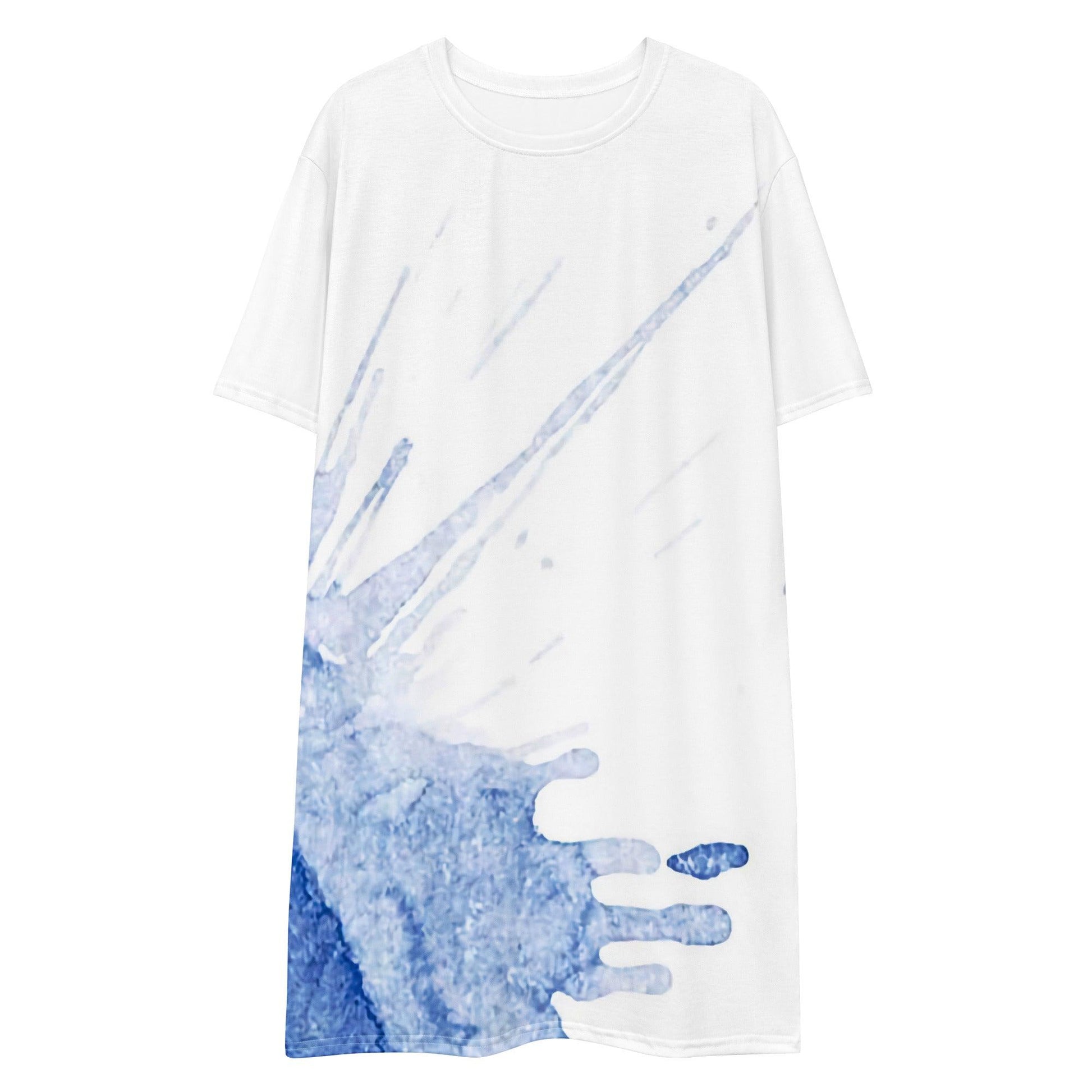 Watercolour Blue Splash - Womens T-Shirt Dress - iSAW Company