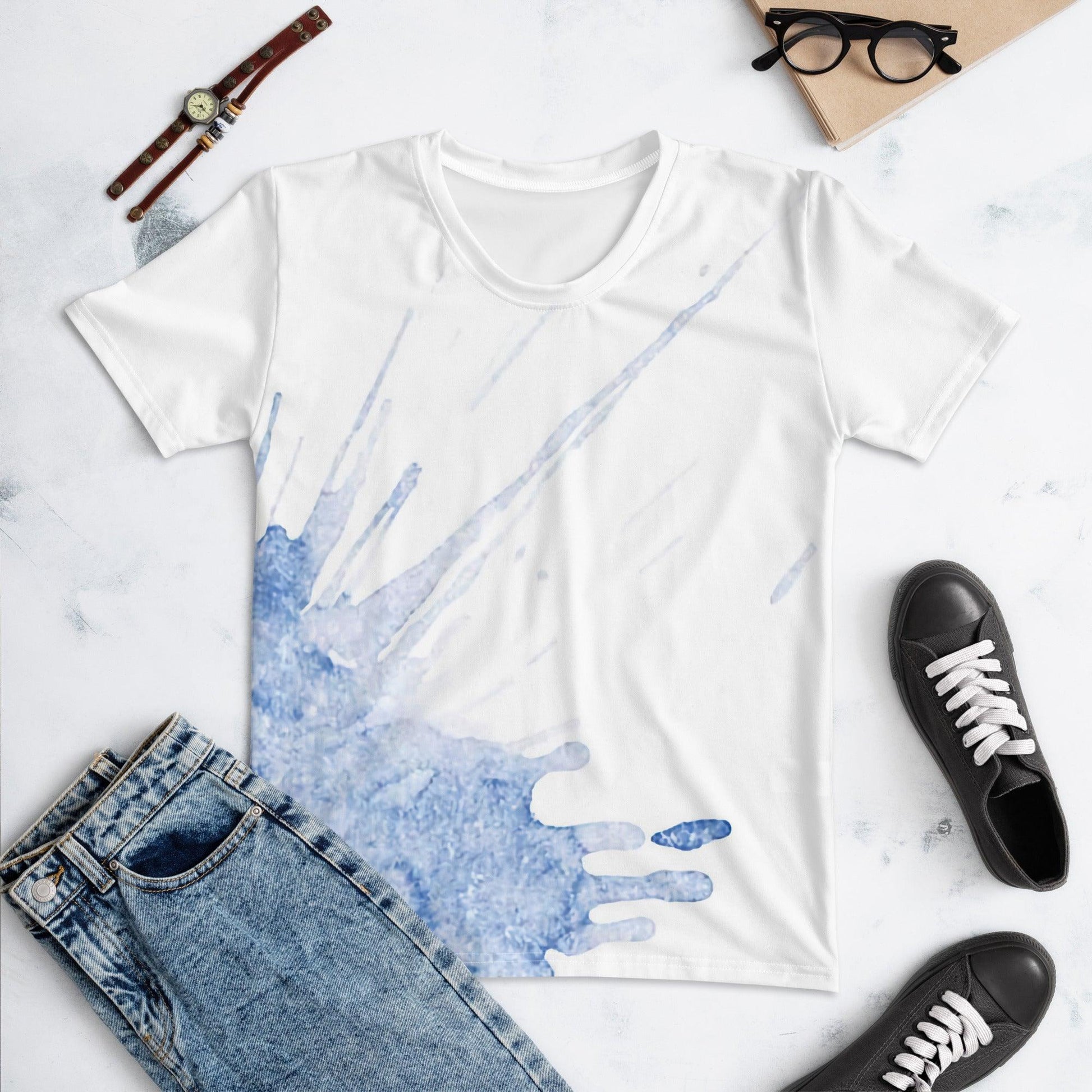 Watercolour Blue Splash - Womens T-Shirt - iSAW Company