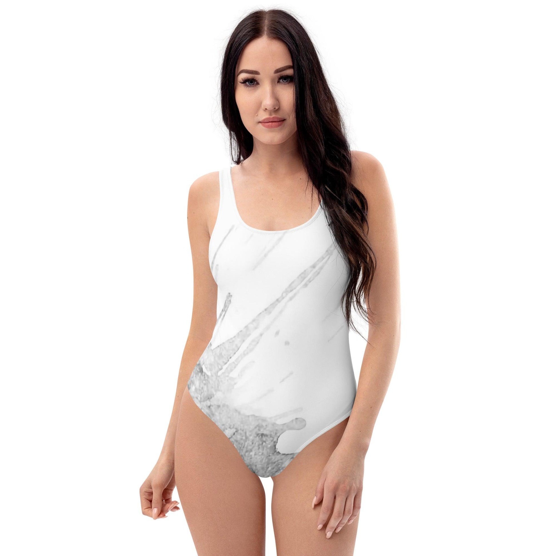 Watercolour Grey Splash - Womens One-Piece Swimsuit - iSAW Company