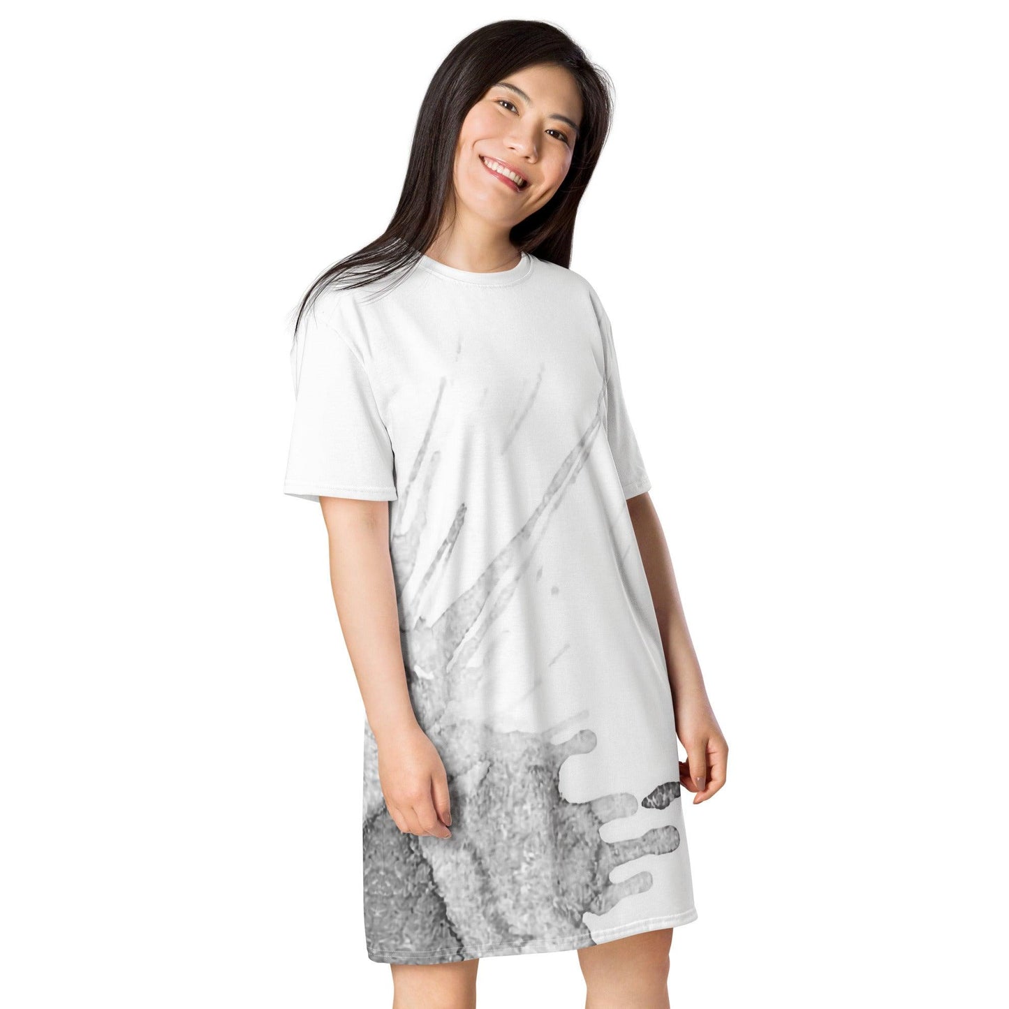 Watercolour Grey Splash - Womens T-Shirt Dress - iSAW Company