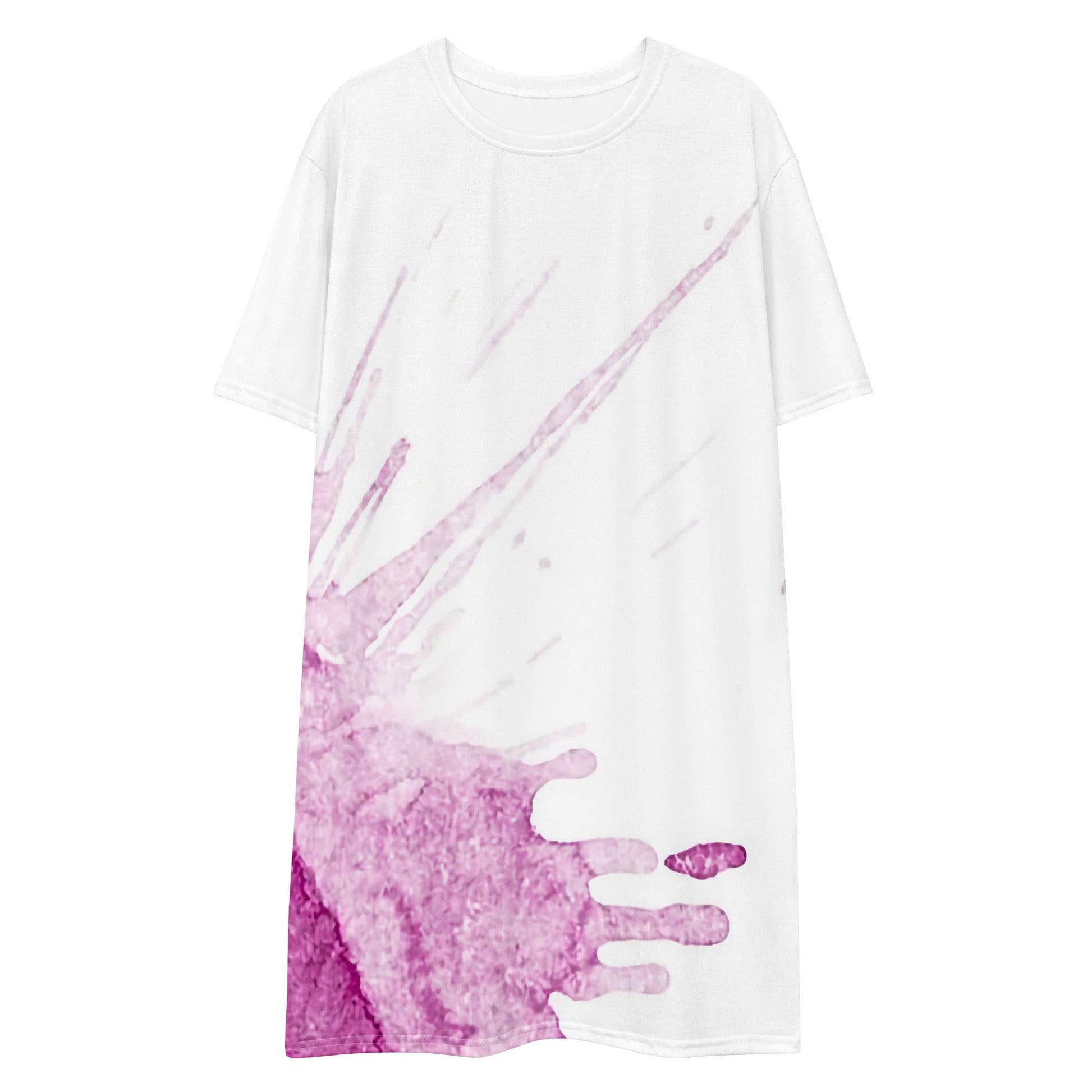 Watercolour Pink Splash - Womens T-Shirt Dress - iSAW Company