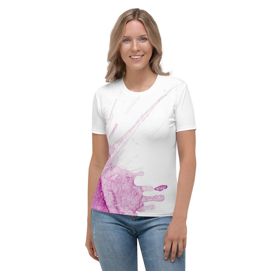 Watercolour Pink Splash - Womens T-Shirt - iSAW Company