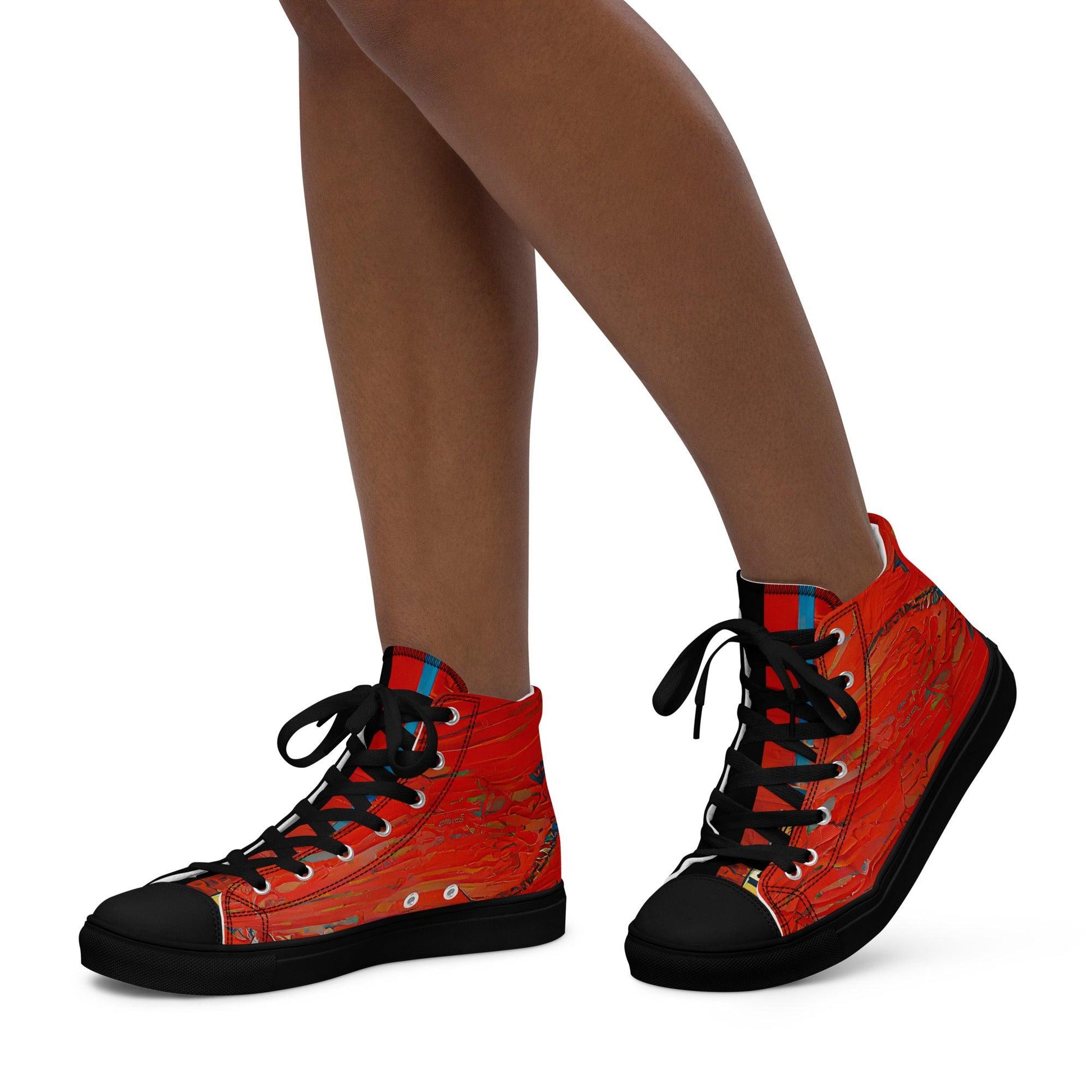 Half Black Half Hónghǎi - Womens High-Top Canvas Shoes - iSAW Company