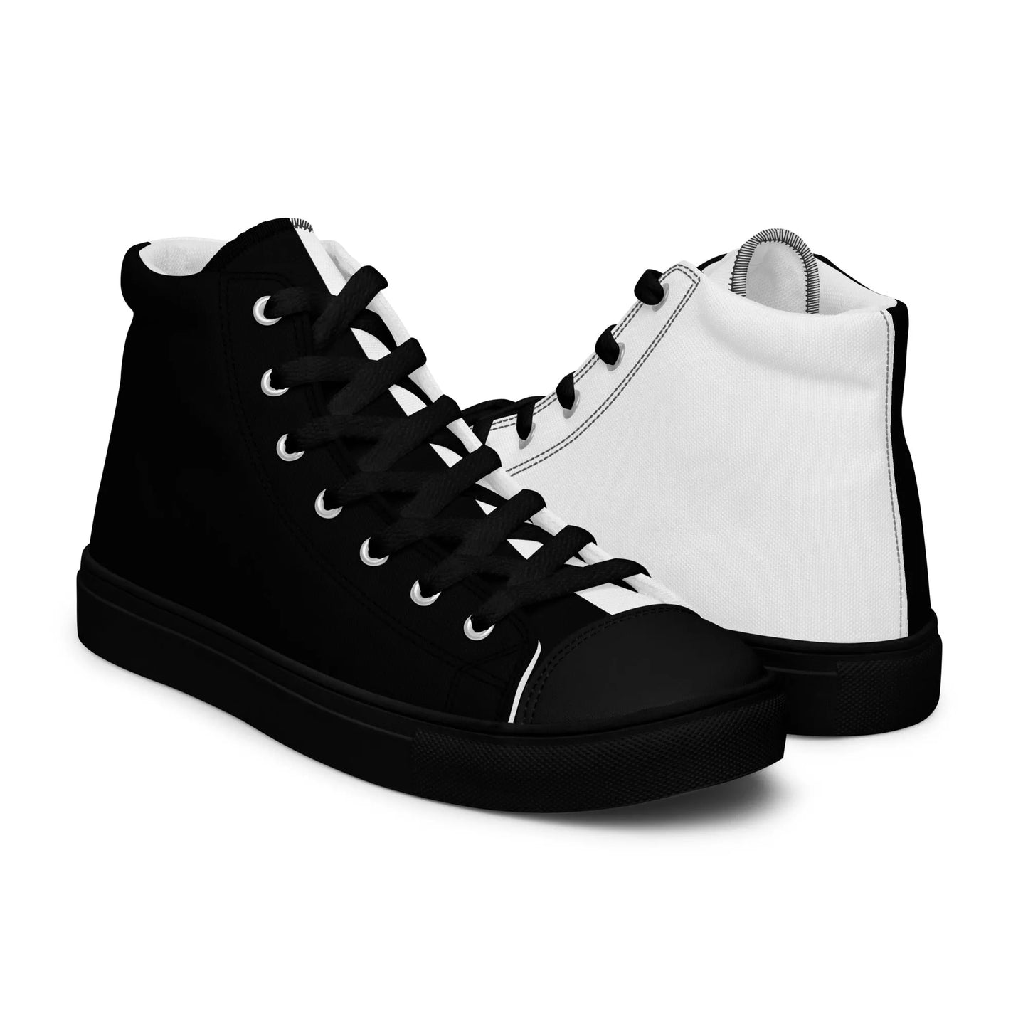 Half Black Half White - Womens High - Top Canvas Shoes - iSAW Company