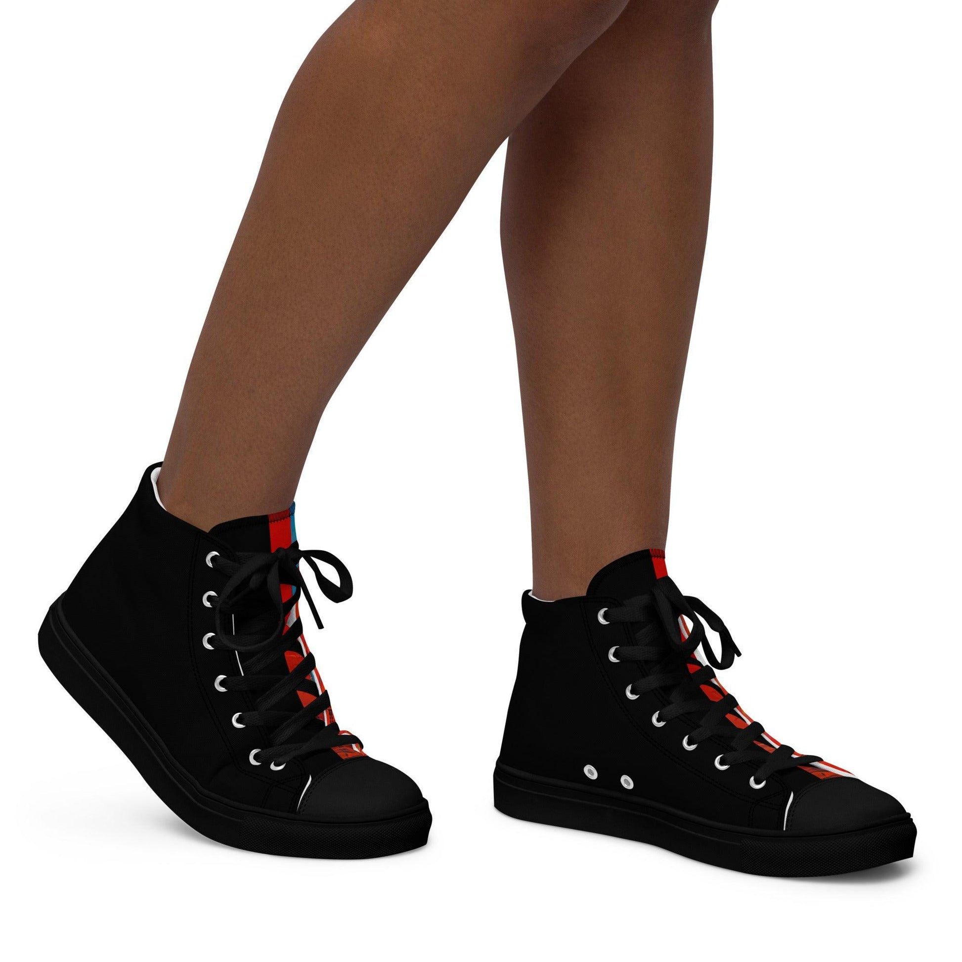 Half Black Half Hónghǎi - Womens High-Top Canvas Shoes - iSAW Company