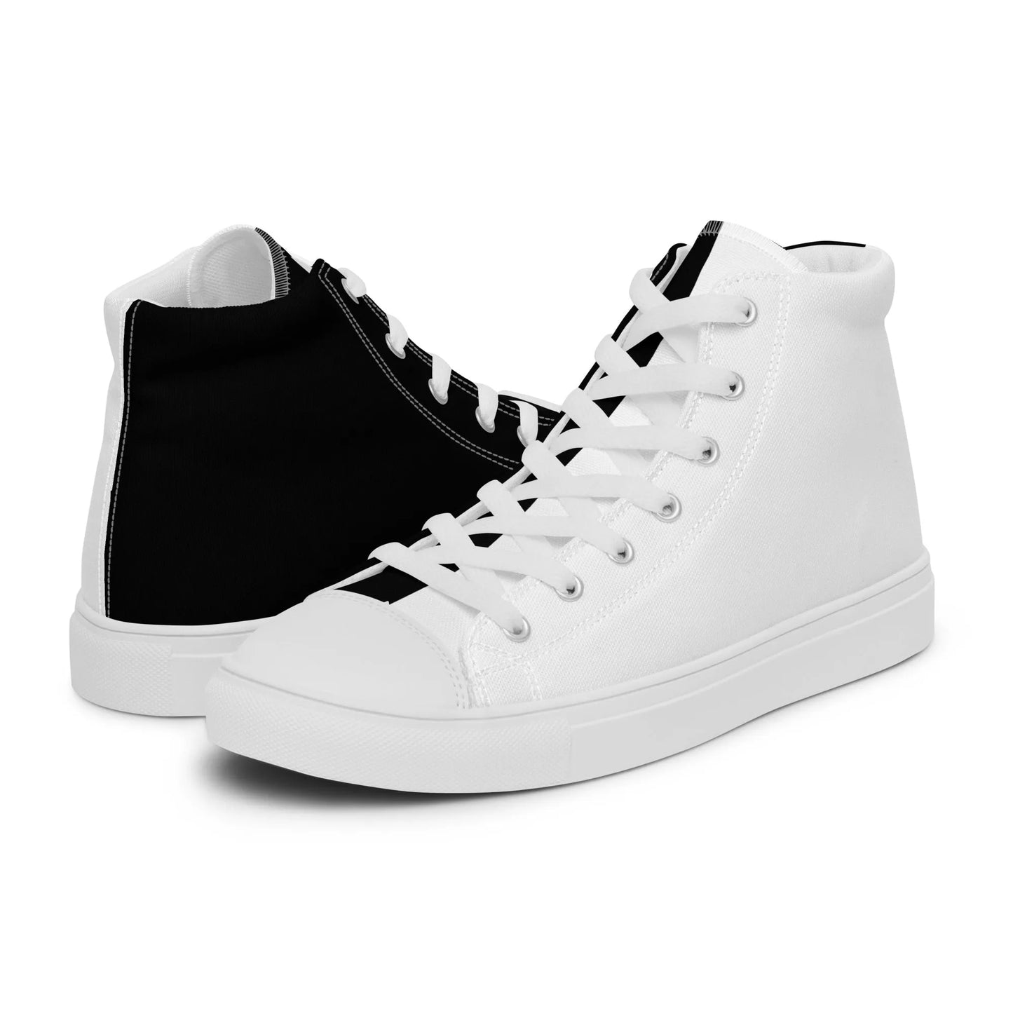 Half Black Half White - Womens High - Top Canvas Shoes - iSAW Company