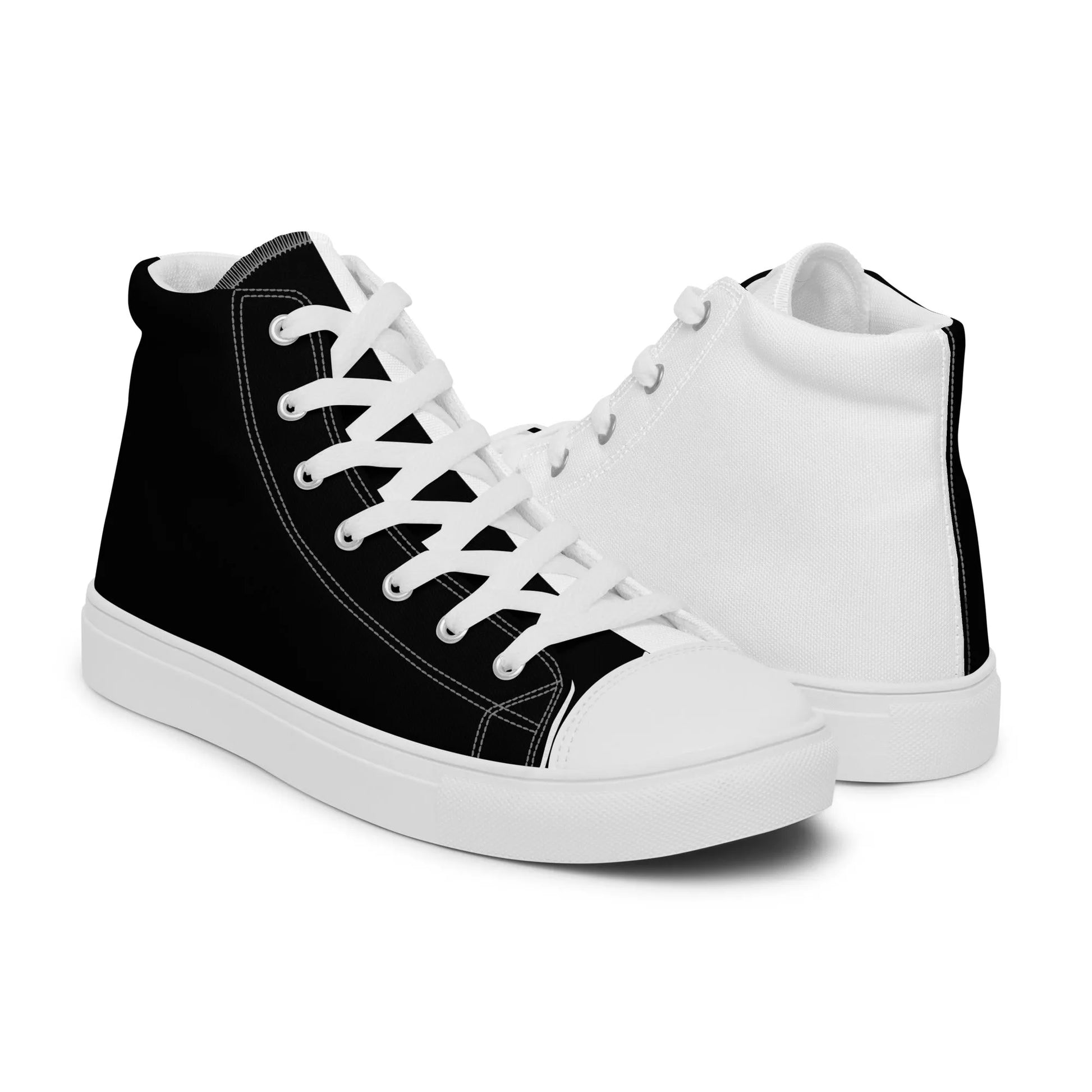 Half Black Half White - Womens High - Top Canvas Shoes - iSAW Company