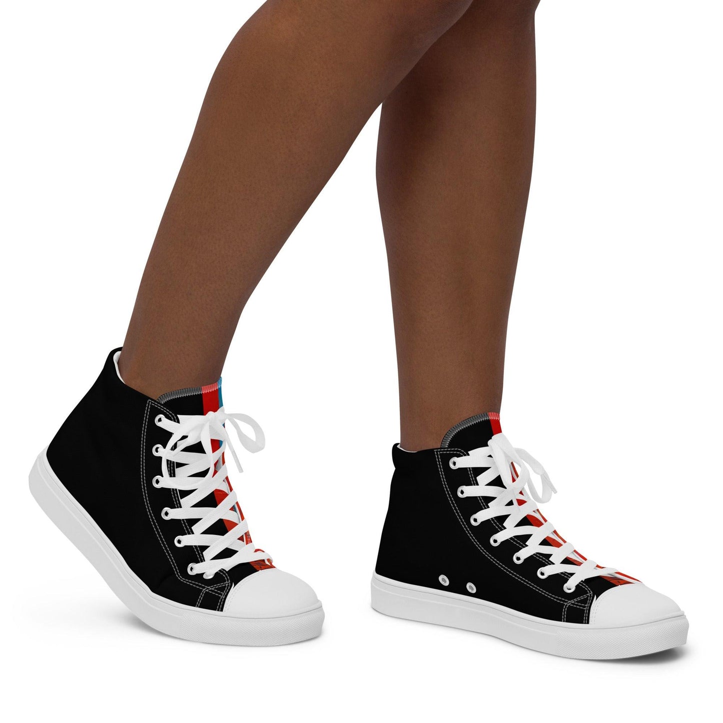 Half Black Half Hónghǎi - Womens High-Top Canvas Shoes - iSAW Company