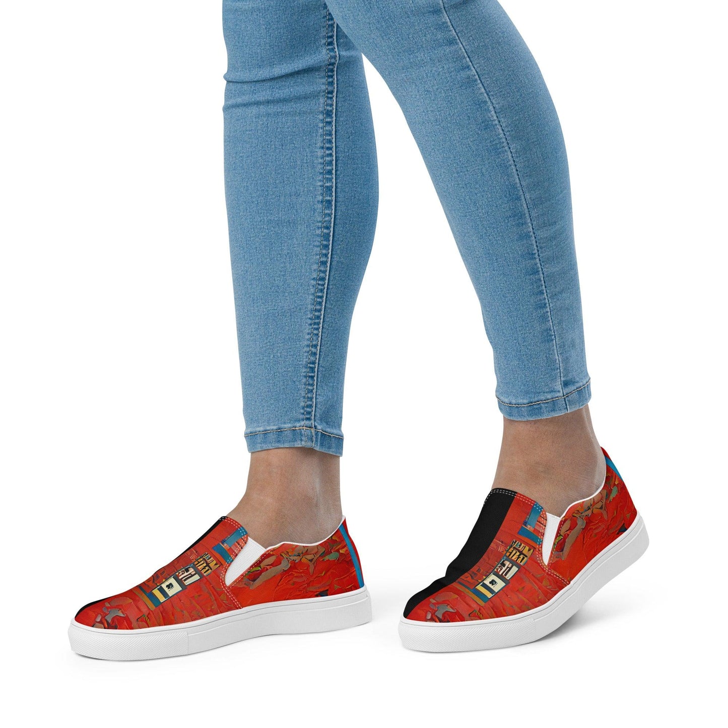 Half Black Half Hónghǎi - Womens Slip-On Canvas Shoes - iSAW Company