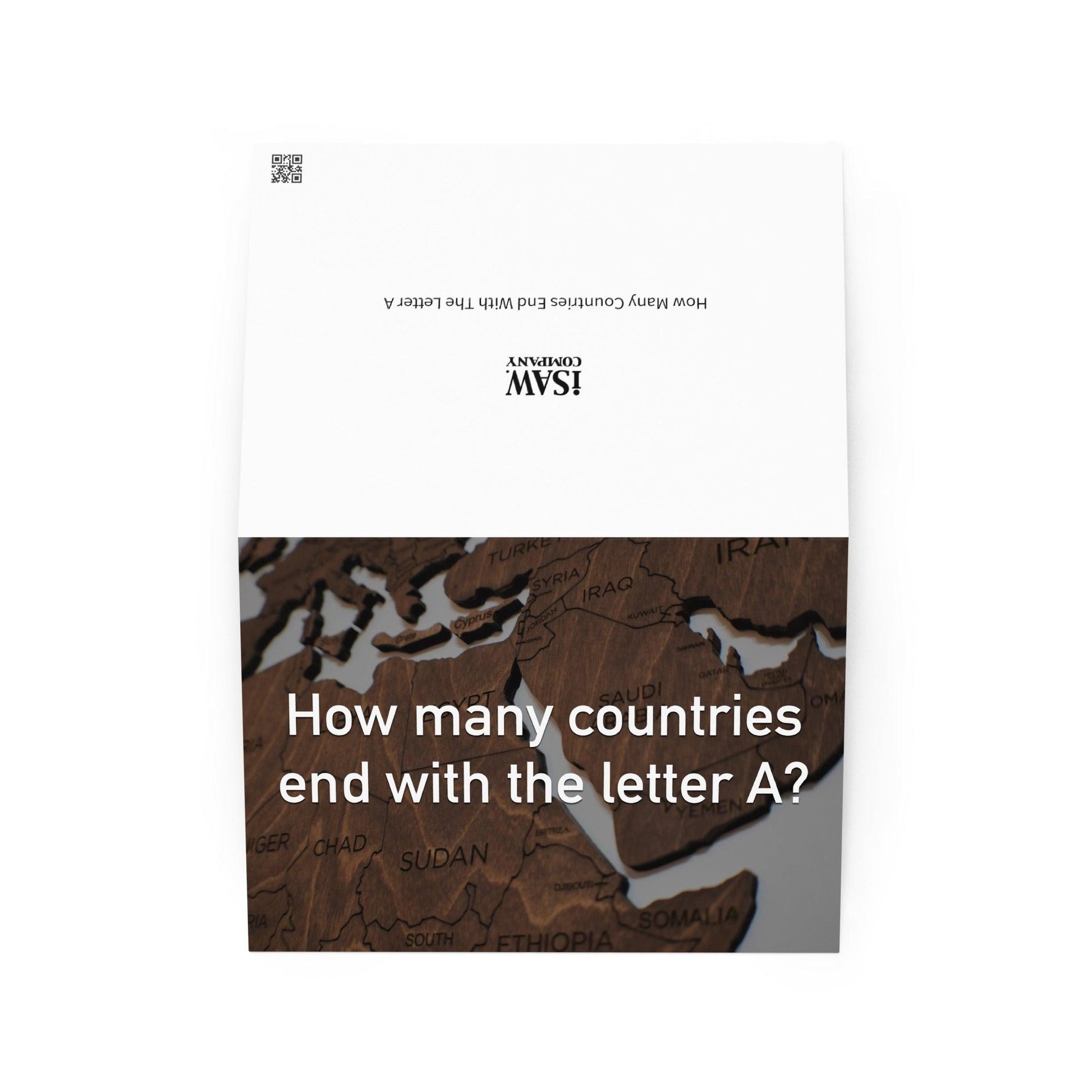 How Many Countries End With The Letter A - Note Card - iSAW Company
