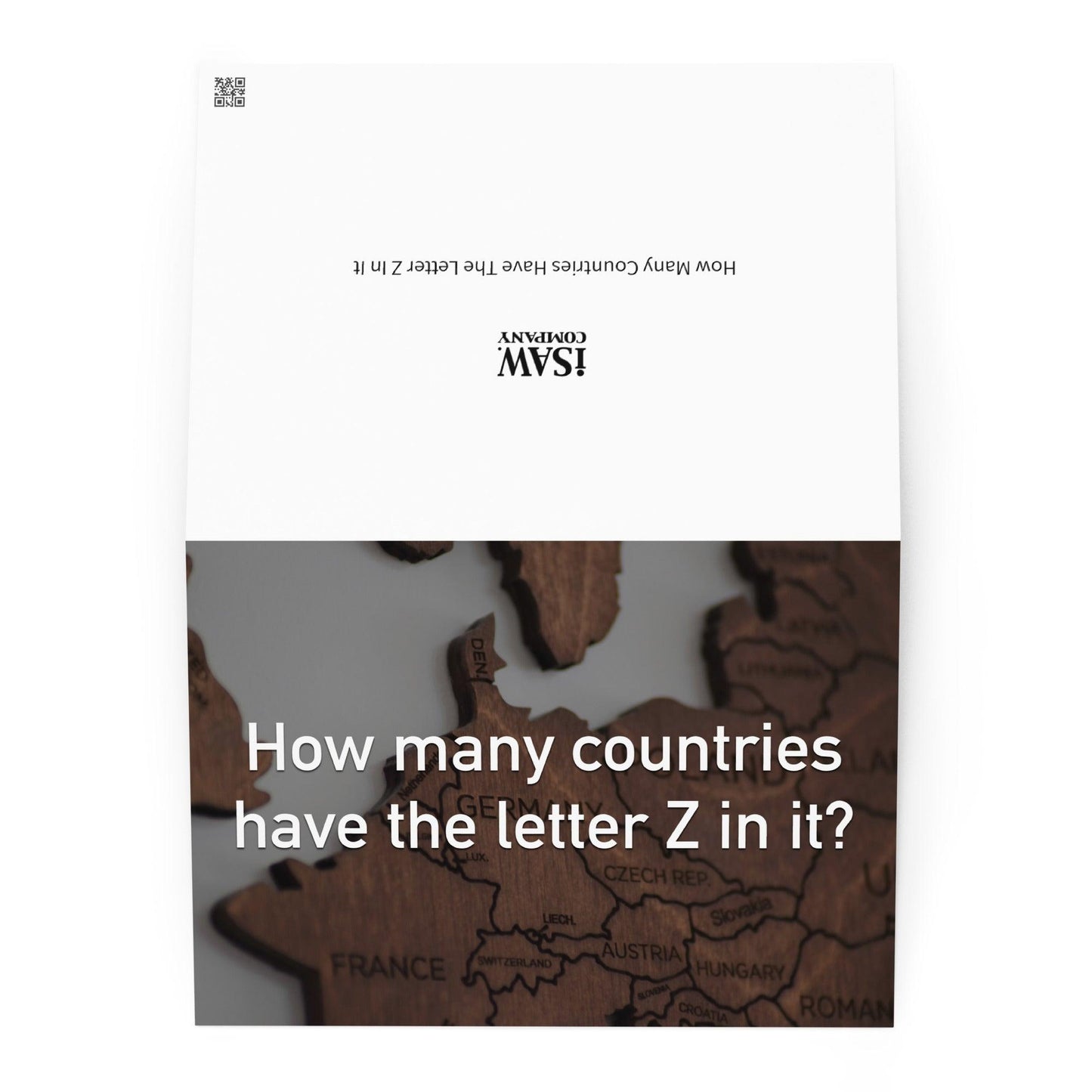 How Many Countries Have The Letter Z In It - Note Card - iSAW Company