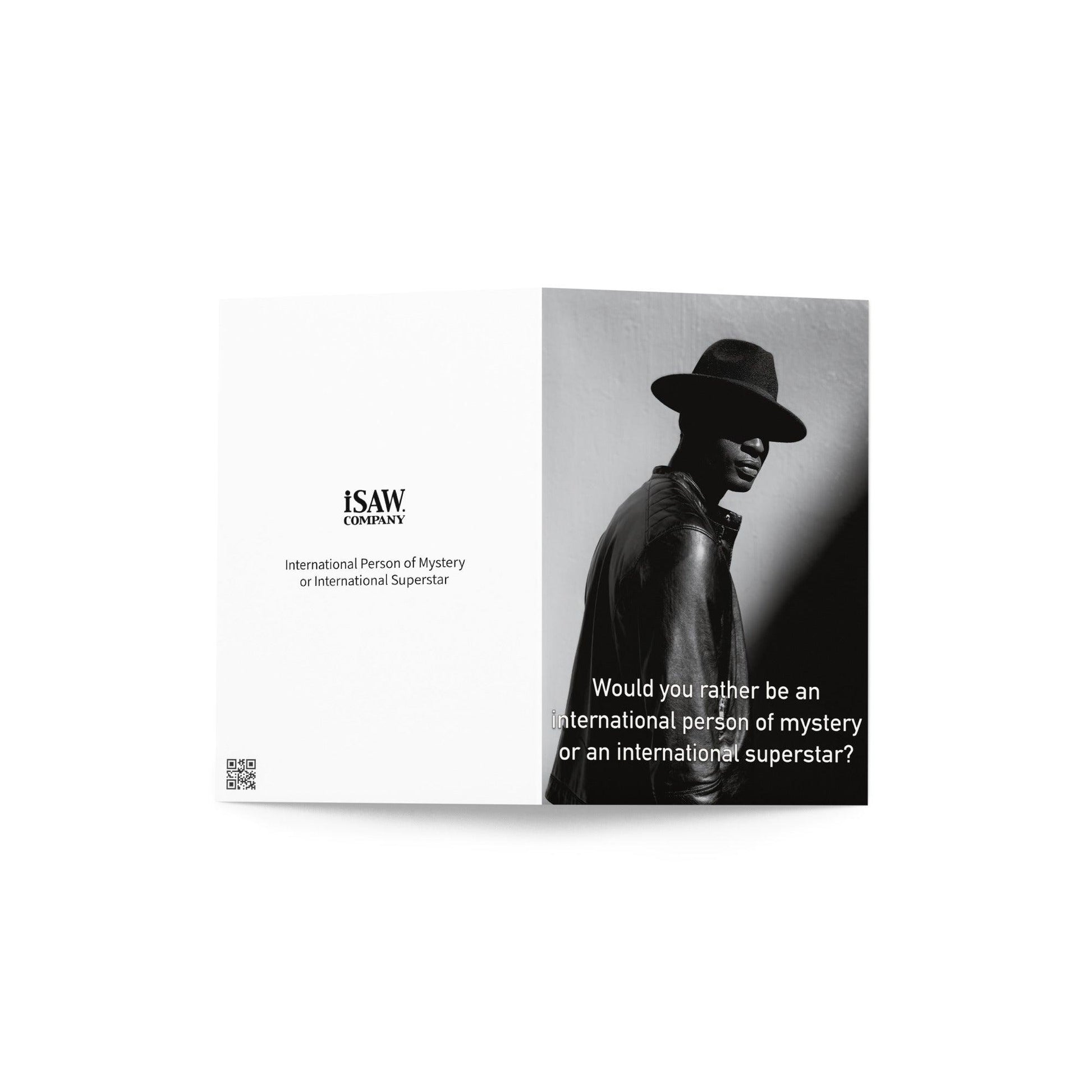 International Person of Mystery or International Superstar - Note Card - iSAW Company
