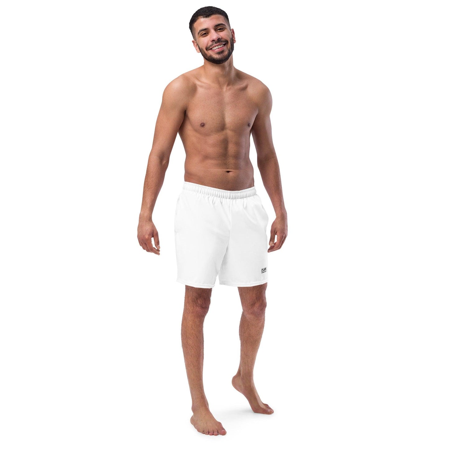 iSAW Mens White Swim Trunks - iSAW Company