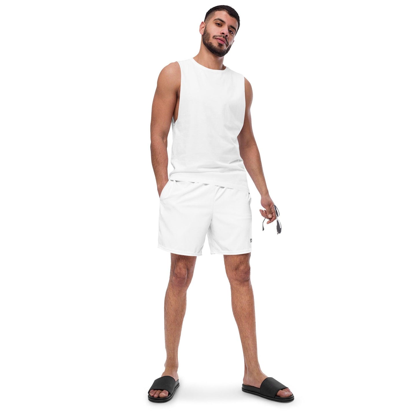 iSAW Mens White Swim Trunks - iSAW Company