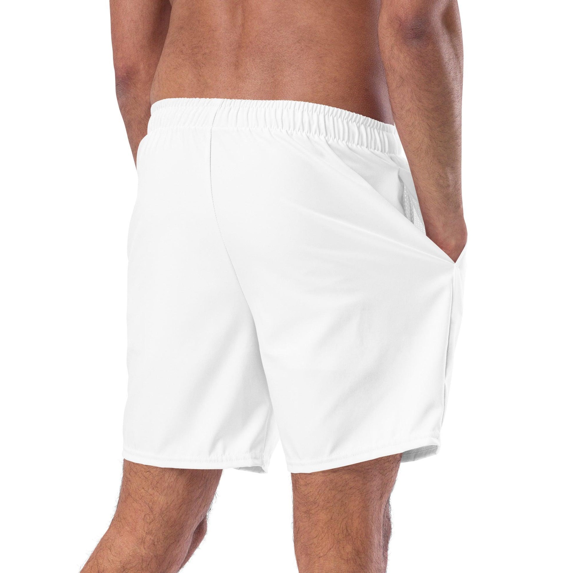 iSAW Mens White Swim Trunks - iSAW Company