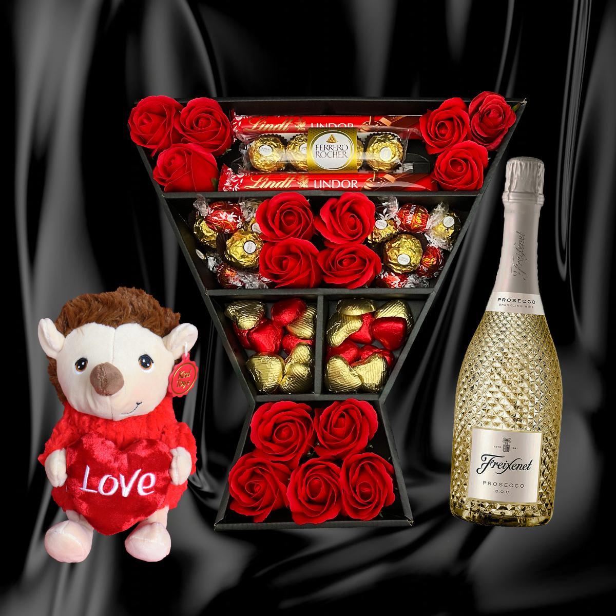 Lindt Lindor & Ferrero Rocher Signature Chocolate Bouquet With Red Roses - iSAW Company