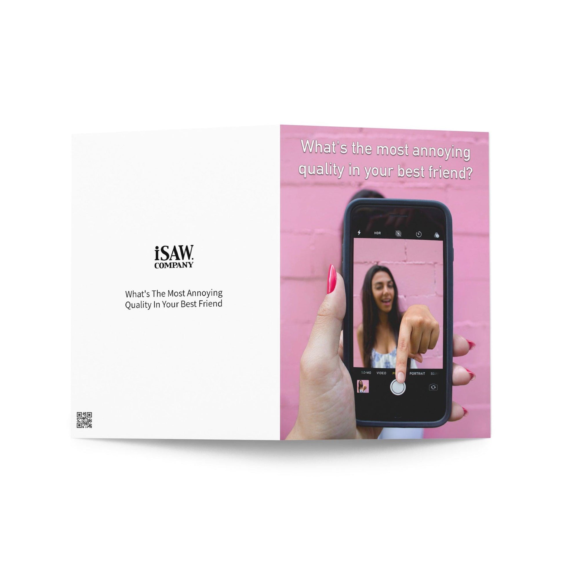 What's The Most Annoying Quality In Your Best Friend - Note Card - iSAW Company